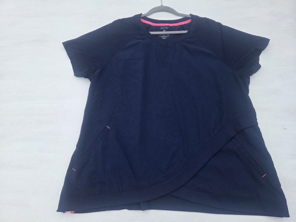 Koi Lite Scrub Top Womens 2XL Blue Stretch Pockets Medical Nurse Work